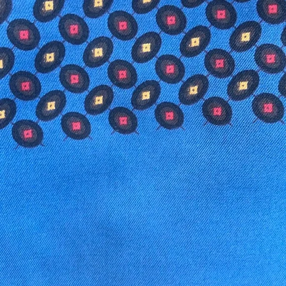 Lord & Taylor vintage silk mens neck scarf silk hand rolled blue geometric - Picture 4 of 6